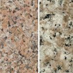Figure 1. Fleck-tones. Examples of granite. They look different by eye but how to measure? Image on the left is from http://geology.com/rocks/granite.shtml. On the right from http://www.armoireconversion.com/granite.html