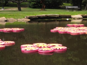 ReinCARnation Hubcap Lily Pads by Susan Champeny, adopted by Nora Keil
