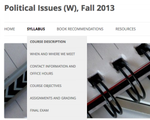 Prof. Amy Cavender at Saint Mary's College designed her syllabus online as a WordPress site.