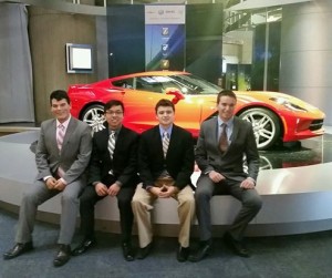 The SHPE squad postin' up in front of a 2014 Corvette Stingray